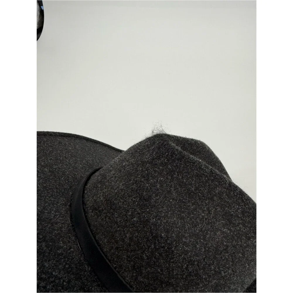 Treasure & Bond Wide Brim Wool Blend Fedora Hat | Charcoal | One Size